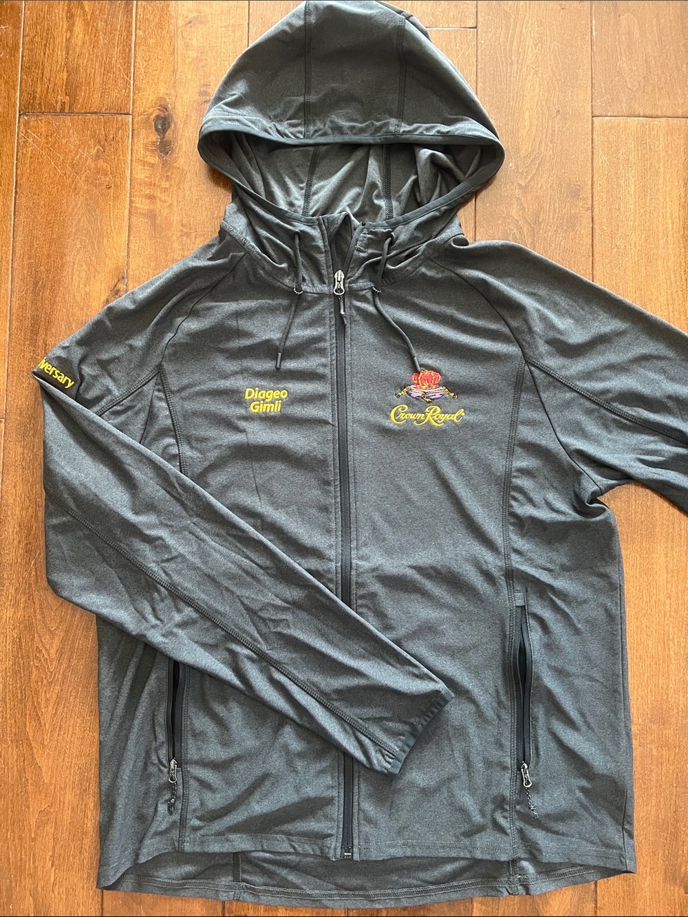 Crown Royal Lightweight Gray Hooded Jacket with Embroidered Logos